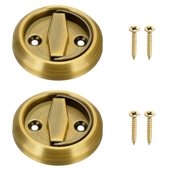 2Pcs 2.95" Round Recessed Pull Stainless Steel Recessed Door Handle, Yellow
