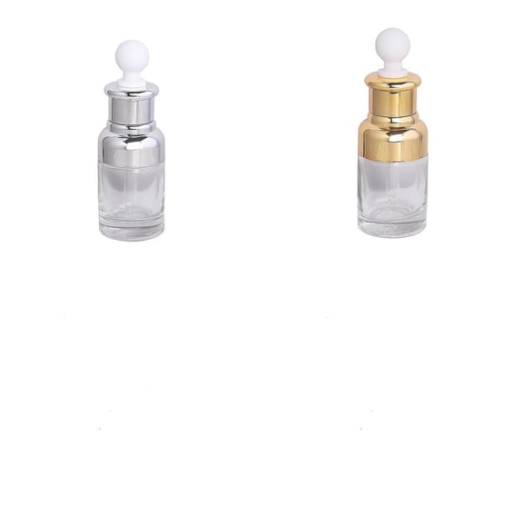 2Pcs 2 Colors 30ml(1.01oz) Empty Glass Dropper Bottles Refillable 11.4x3.8cm Science Dropping Containers Bottle for Essential Oils with Plastic Cover