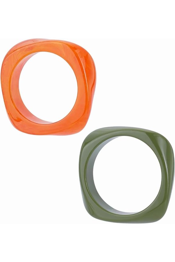 2Pcs 2 Colors Acrylic Bangles Square Mixed Color Inner Diameter: 2-1/2 inch(6.45cm) 1pc/color handmade