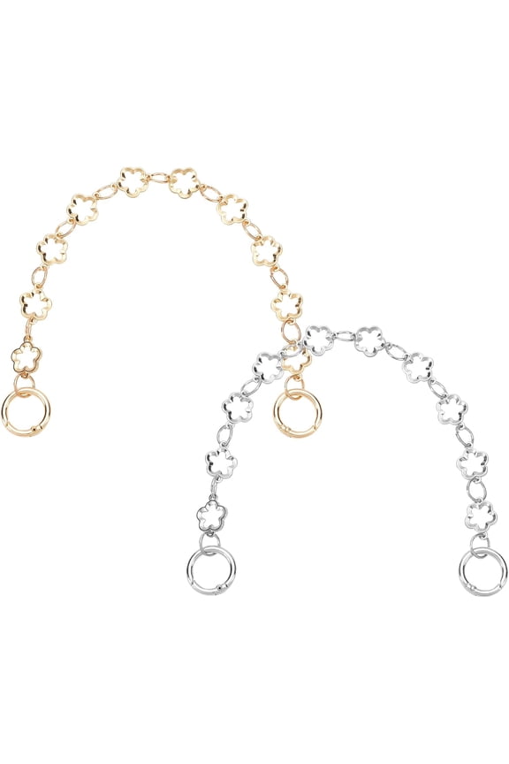 2Pcs 2 Colors Alloy Bag Handles with Ring Clasps for Bag Straps Replacement Accessories Platinum Golden 40.6cm 1pc/colors