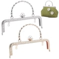 thumbnail image 1 of 2Pcs 2 Colors Alloy Purse Frames with Imitation Bamboo Stick Handle Plastic Pearl Beads for Knitting Bags Mixed Color 20.4x14cm 1pc/color, 1 of 5