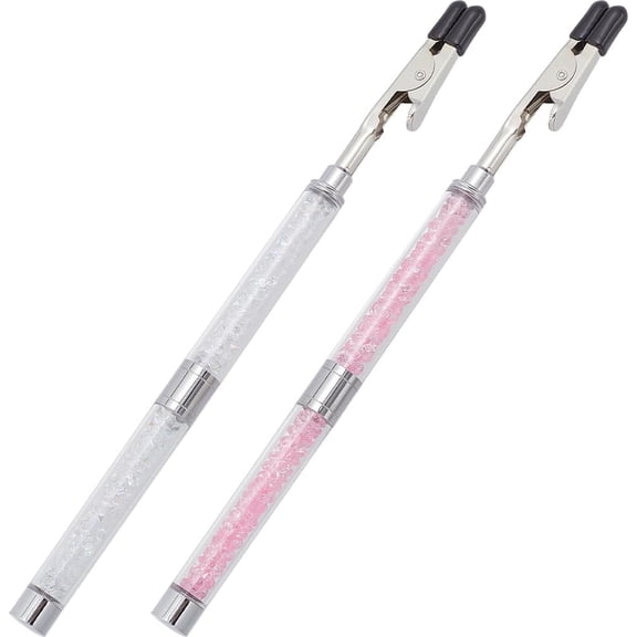 2Pcs 2 Colors Bracelet Fastener Helper Jewelry Clasp Helper Tool Pink Clear Iron Plastic Hand Fastening Hook Clip Helpers for Bracelet Necklace Jewelry Hooking Tools Assistant