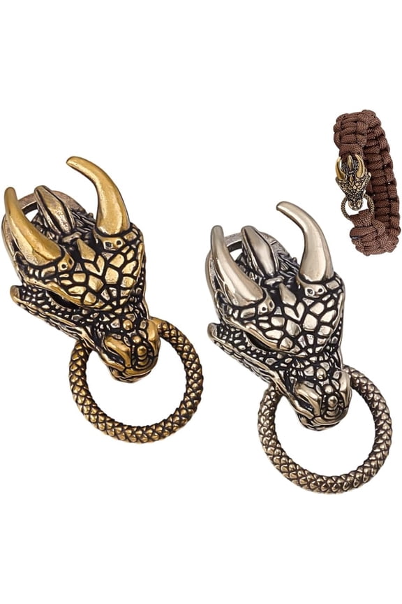 2Pcs 2 Colors Brass Connector Charms Dragon Head Links Silver Golden 38x19x14.5mm Inner Diameter: 13mm 1pc/color