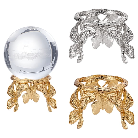 2Pcs 2 Colors Butterfly Alloy Ball Display Pedestals Mixed Color 53x47.5x36.5mm 1pc/color