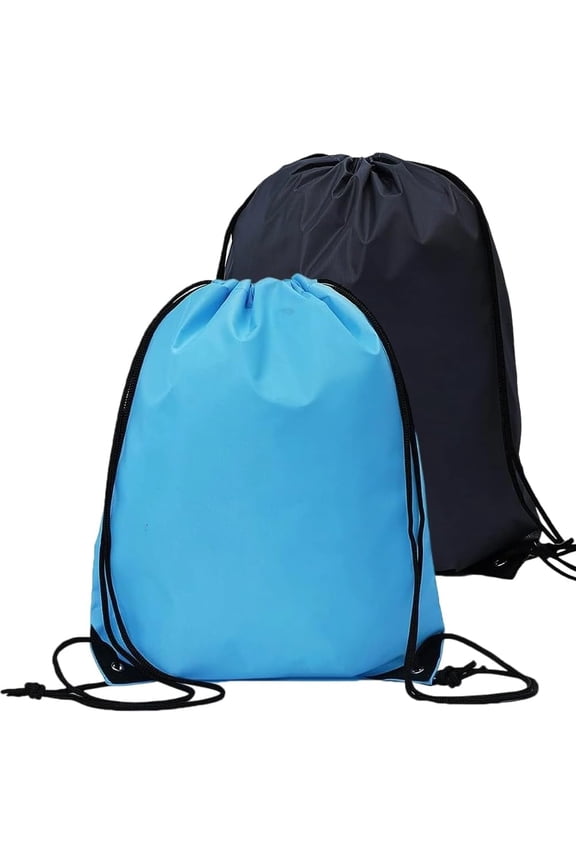 2Pcs 2 Colors Drawstring Bags Waterproof String Backpack Bag Cloth Lightweight Gym Storage Draw Strings Back Cinch Sack Knapsack for Men Women Swimming Travel Beach Sports 16.5x13.6in