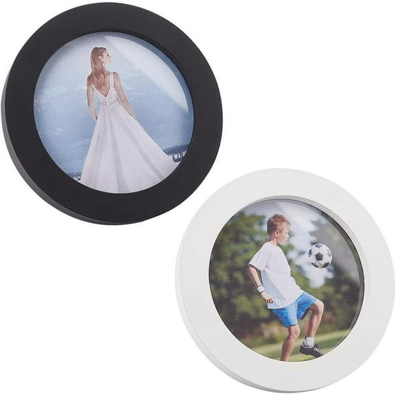 2Pcs 2 Colors Flat Round Board Photo Frame Mixed Color 155x18.3mm