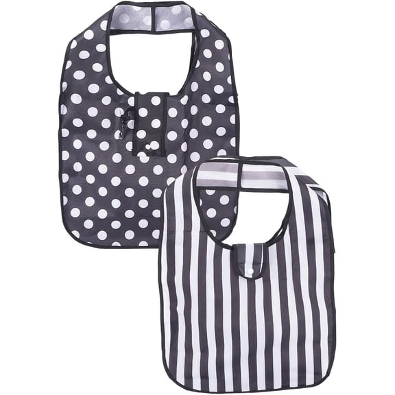 2Pcs 2 Colors Foldable Oxford Cloth Grocery Bags Reusable Waterproof Shopping Tote Bags with Pouch and Bag Handle Mixed Shapes 60x37x12cm 1pc/color