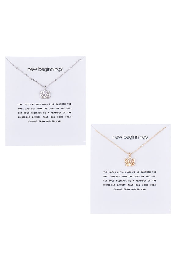 2Pcs 2 Colors Hollow Lotus Necklaces 17.80 inch(45.2CM) Fashionable Flower Pendant Necklace Simple And Personalized Necklace for Woman