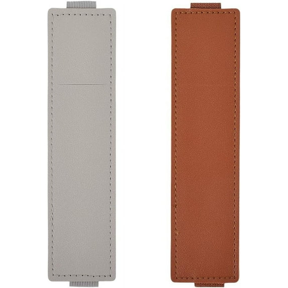 2Pcs 2 Colors Imitation Leather Pen Holder with Elastic Strap Rectangle Mixed Color 18x4.5x0.4cm 1pc/color