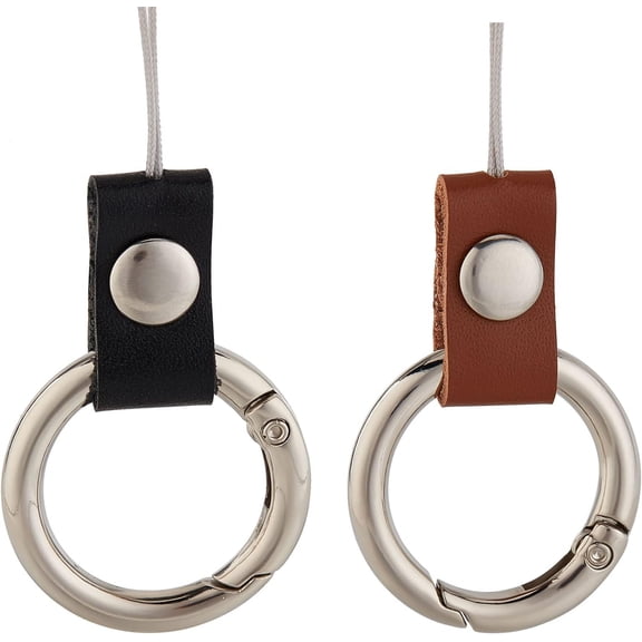 2Pcs 2 Colors Leather and Zinc Alloy Mobile Phone Finger Rings Finger Ring Short Hanging Lanyards Mixed Color 7.8cm 1pc/color diy