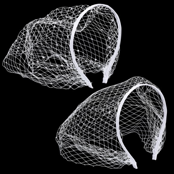 2Pcs 2 Colors Mesh Veil Cloth Hair Bands with Rhinestone Hair Accessories for Women and Girls White 245-265mm Inner Diameter: 115.5mm 1pc/style