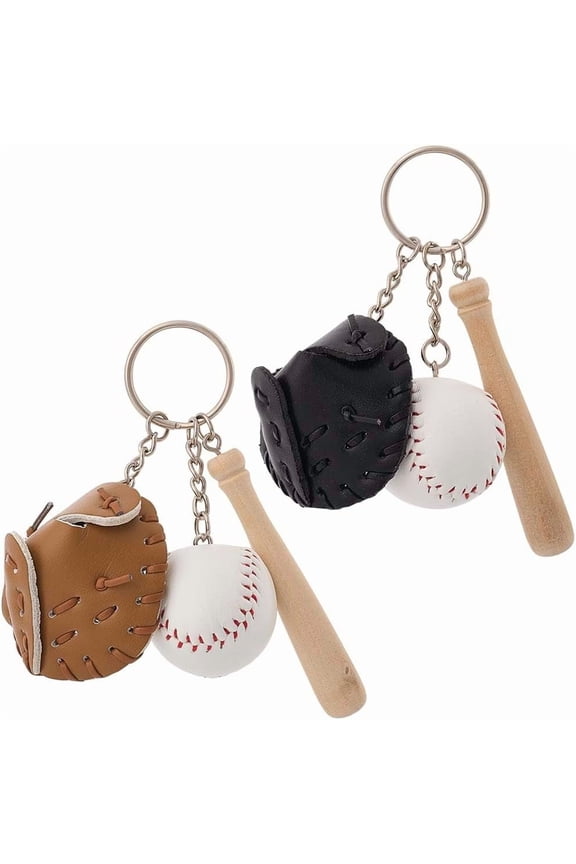 2Pcs 2 Colors PU Leather Keychain Baseball Set Shape Mixed Color 110mm 2pcs/set Craft Supplies