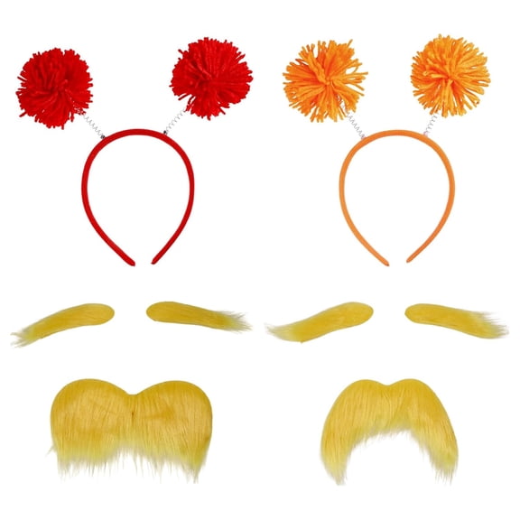 2Pcs 2 Colors Polyester Hair Bands with Plastic and Iron with Fibre Eyebrows and Mustache for Party Decoration Mixed Color 230x223x75mm Handmade Gift