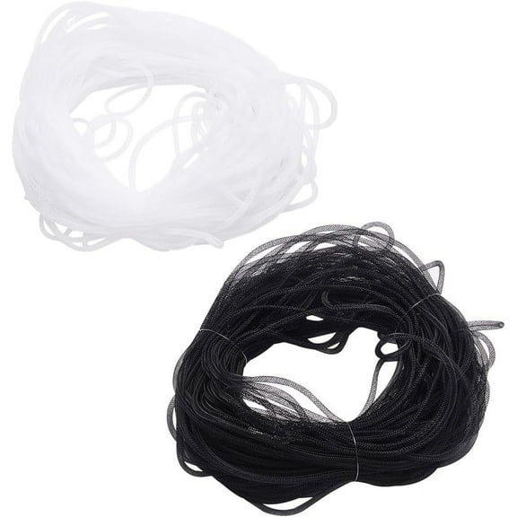 2Pcs 2 Colors Polyester Mesh Tubing Polyester Net Thread Cord Mixed Color 4mm 45 yards/pc