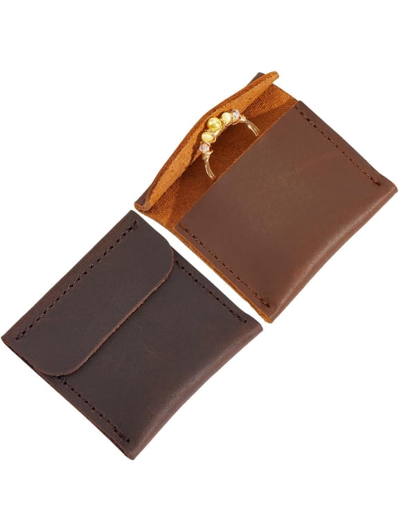 2Pcs 2 Colors Rectangle PU Leather Ring Bags Jewelry Storage Pouches for Ring Packaging Mixed Color 5.8x6.05x1.1cm 1pc/color