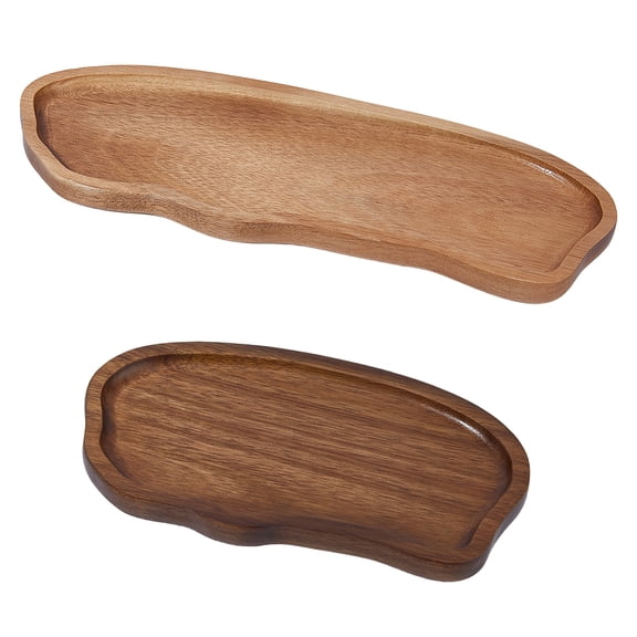 2Pcs 2 Colors Wood Serving Trays Cloud Shape Mixed Color 190~290x105~150x14.5~15.5mm 1pc/style for diy