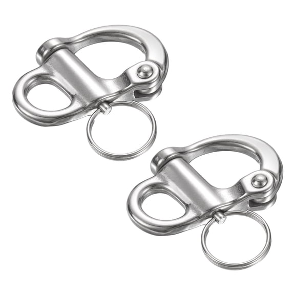 2Pcs 2 Inch Quick Release Shackle 316 Stainless Steel Fixed Bail Snap Shackle