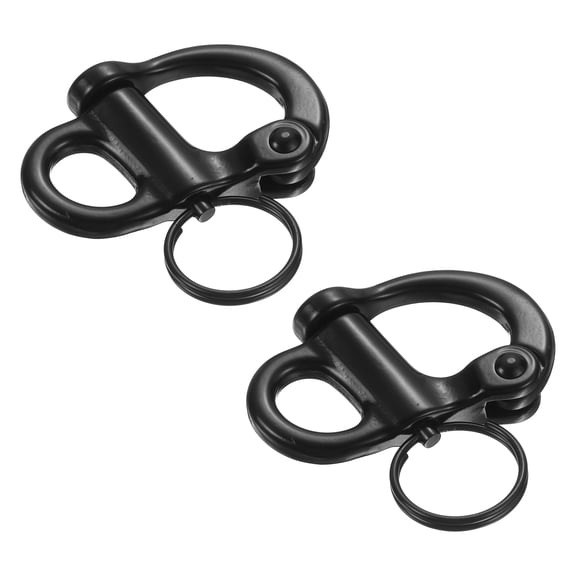 2Pcs 2" Quick Release Shackle 316 Stainless Steel Fixed Bail Snap Shackle, Black