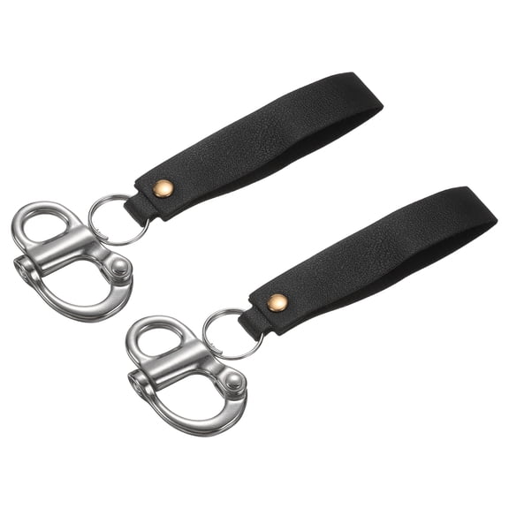 2Pcs 2" Quick Release Shackle Stainless Steel Fixed Bail Snap Shackle, Black