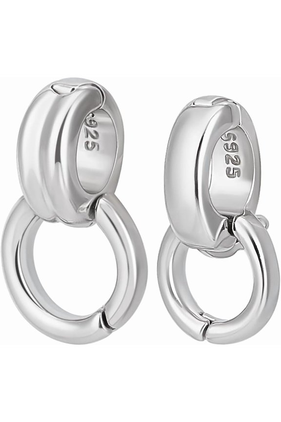 2Pcs 2 Sizes Double Bail Clasps 925 Sterling Silver Fold Over Twister Clasps Connector for Necklace Jewelry Making