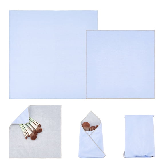 2Pcs 2 Sizes Self Adhesive Magic Makeup Bag Velvet Portable Protective Cosmetic Pouch Light Sky Blue Square Camera Lens Wrap Reusable
