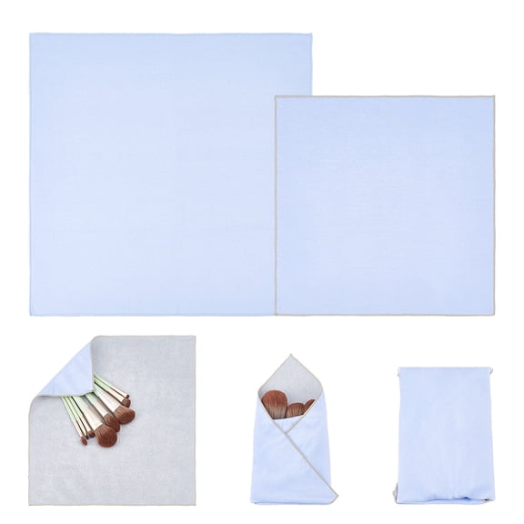 2Pcs 2 Sizes Self Adhesive Magic Makeup Bag Velvet Portable Protective Cosmetic Pouch Light Sky Blue Square Camera Lens Wrap Reusable