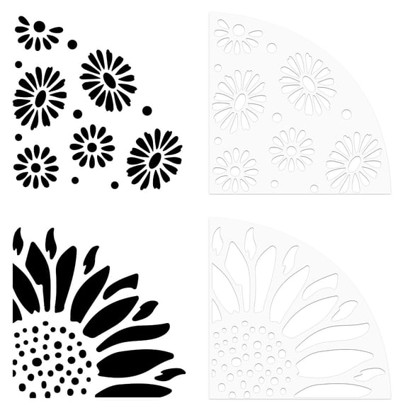 2Pcs 2 Style Acrylic Tie-Dye Template Painting Supplies Fan Shaped Flower Pattern 20x20x0.25cm 1pc/style for DIY