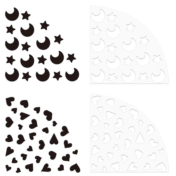 2Pcs 2 Style Acrylic Tie-Dye Template Painting Supplies Fan Shaped Mixed Patterns 20x20x0.25cm 1pc/style