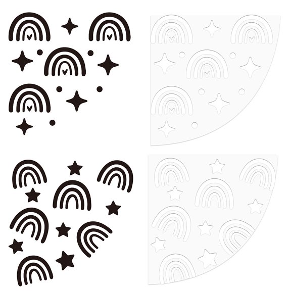 2Pcs 2 Style Acrylic Tie-Dye Template Painting Supplies Fan Shaped Rainbow Pattern 20x20x0.25cm 1pc/style DIY
