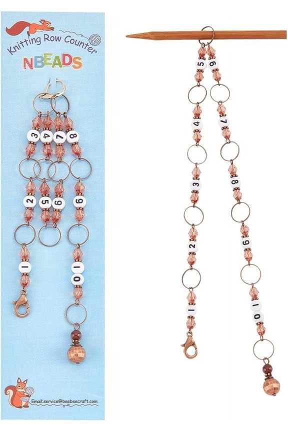 2Pcs 2 Style Alloy Enamel Flat Round Charm Knitting Row Counter Chains for Tracking Project Progress Fit for Needles Up To 10mm/14mm White