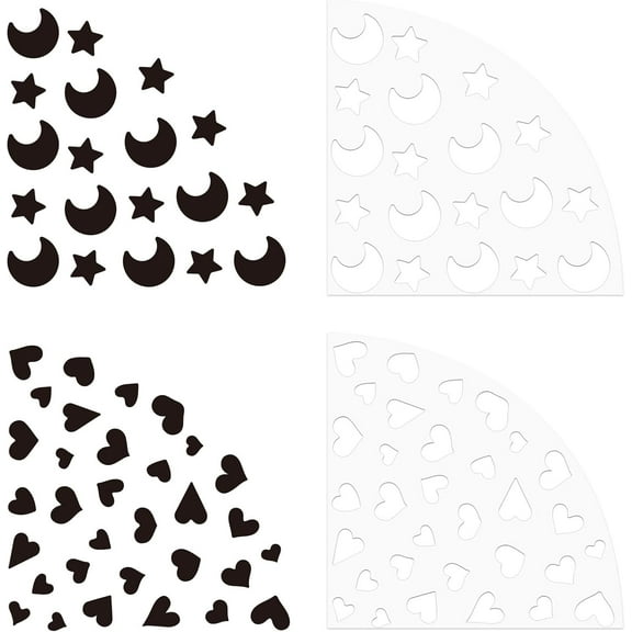 2Pcs 2 Style Custom Acrylic Tie-Dye Template Painting Supplies Fan Shaped Mixed Patterns 20x20x0.25cm 1pc/style