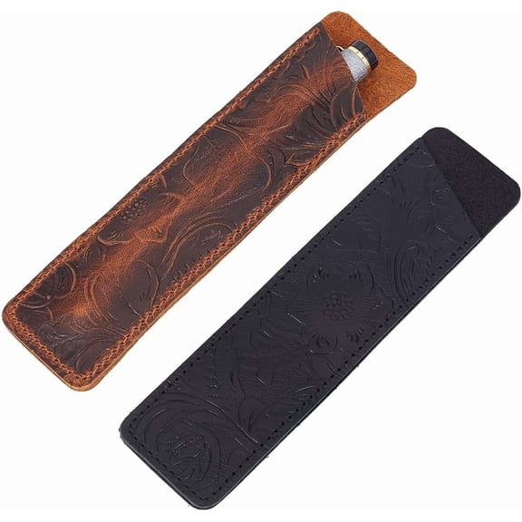2Pcs 2 Style Flower Pattern Leather Pen Holders Single Pen Sleeve Fountain Pen Pouch Rectangle Mixed Color 164x41x4mm 1pc/style Creation