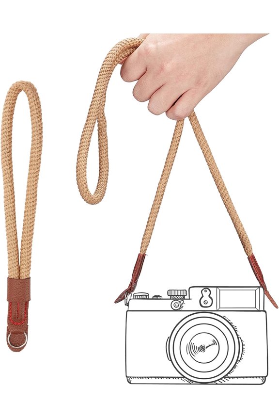 2Pcs 2 Style Nylon Camera Neck Straps & Wristlet Straps Camera Tether with PU Leather End Cover & Iron Key Rings Peru 950x19x9mm & 245x21x12mm 1pc/style
