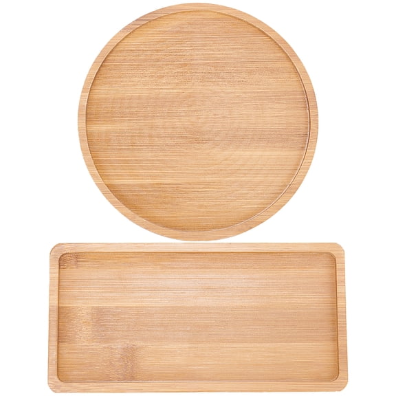 2Pcs 2 Style Rectangle & Flat Round Wooden Mosaic Coaster Base Bottom Embryo DIY Mosaic Cup Mat Material Accessories Sandy Brown