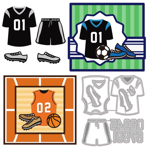 2Pcs 2 Styles Carbon Steel Cutting Dies Stencils for DIY Scrapbooking Decorative Embossing Paper Card Basketball Jersey Uniforms Number