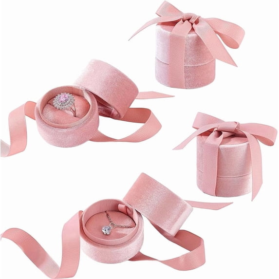 Ring Box 2Pcs 2 Styles Column Velvet Ring Boxes Single Ring Gift Case with ...