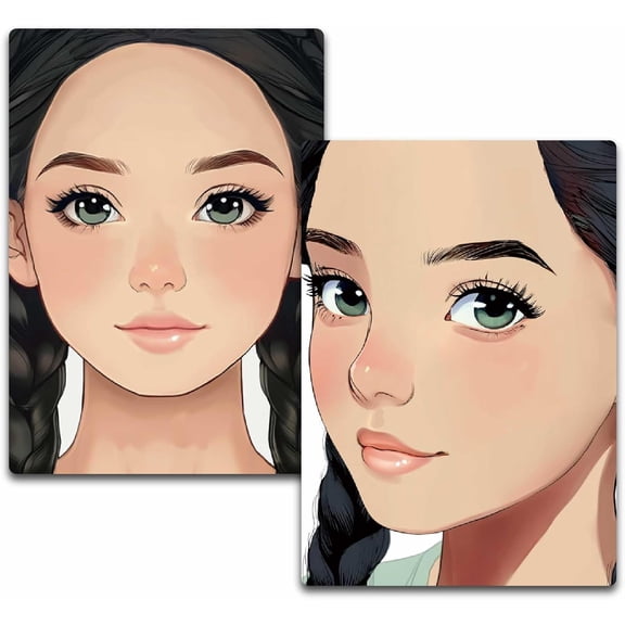 2Pcs 2 Styles Face Practice Boards Plastic Face for Practice Makeup 12 x 8 Inch