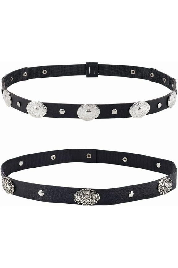 2Pcs 2 Styles Imitation Leather Adjustable Hat Band with Alloy Oval Cabochon for Cowboy Hat Bend Brim Fedora Hat Straw Hat Decoration Black 590~596x15~18.5x1~6mm 1pc/style