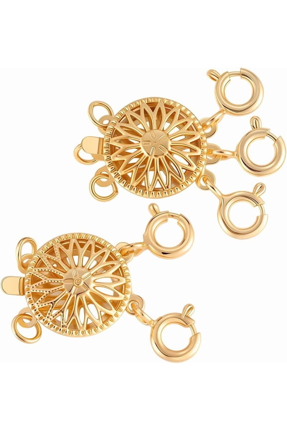2Pcs 2 Styles Layering Necklace Clasps and Closure 18K Gold Plated Multi Strand Separator