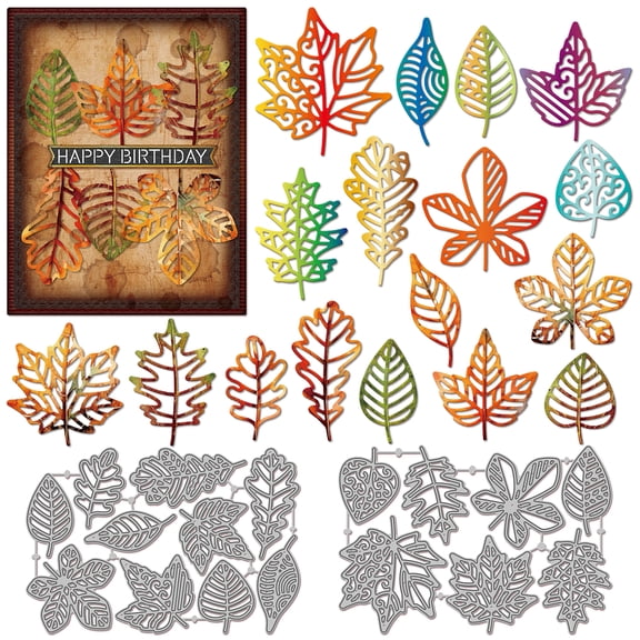 2Pcs 2 Styles Leaf Carbon Steel Cutting Dies Stencils for DIY Scrapbooking Photo Album Decorative Embossing Paper Card 106 -107x156 -157x0.8mm