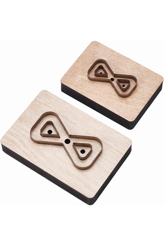 2Pcs 2 Styles Leather Cutting Die Set Leather Keychain Wooden Die Cutting Molds Wallet Punching Dies Smooth Wooden Base Steel Blades Punch Stamping Tool