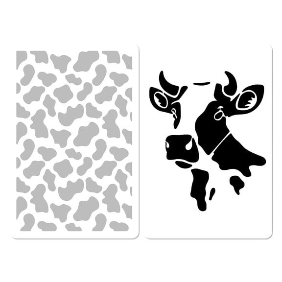 2Pcs 2 Styles PET Plastic Hollow Out Drawing Painting Stencils Templates Rectangle Cow 300x200mm 1pc/style