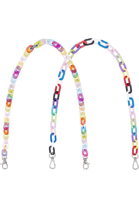 2Pcs 2 Styles PP Chain Belt with Platinum Alloy Swivel Clasps for Pants Chain Replacement Accessories Platinum Mixed Color 1pc/style