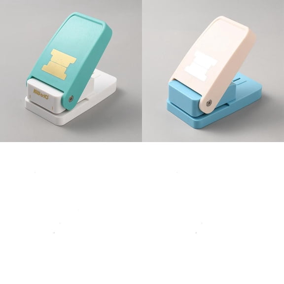 2Pcs 2 Styles Plastic with Iron Index Craft Punch Embossing DIY Paper Printing Card Cutter Mixed Color 112~126x66~127x45~65mm 1pc/style