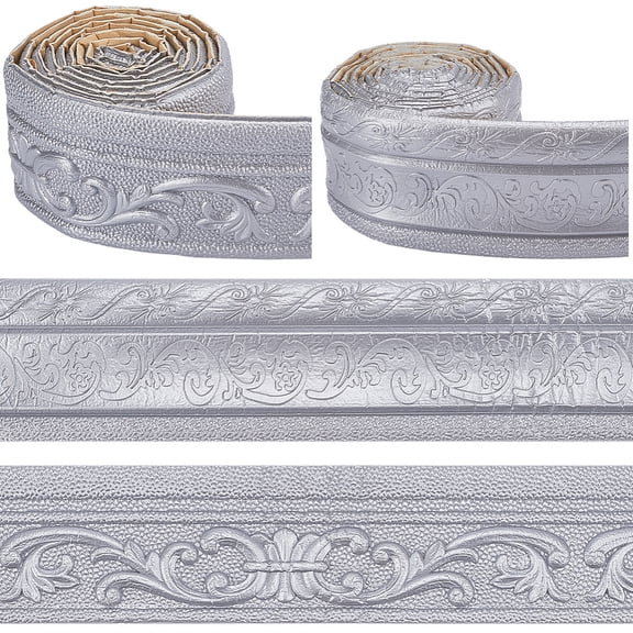 2Pcs 2 Styles Self-Adhesive XPE Grain Contact Paper Wall Stickers for Shelf Liner Dresser Drawer Locker Silver 80x6mm about 2.1~2.25m/pc 1pc/style DIY
