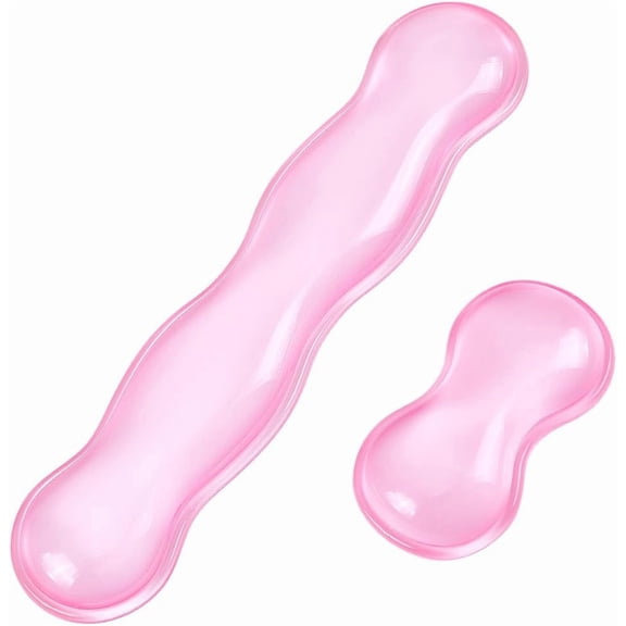 2Pcs 2 Styles Silicone Wrist Rest for Keyboard and Mouse Clear Gel Keyboard and Mouse Wrist Rest Set Desk Pads Support Hand