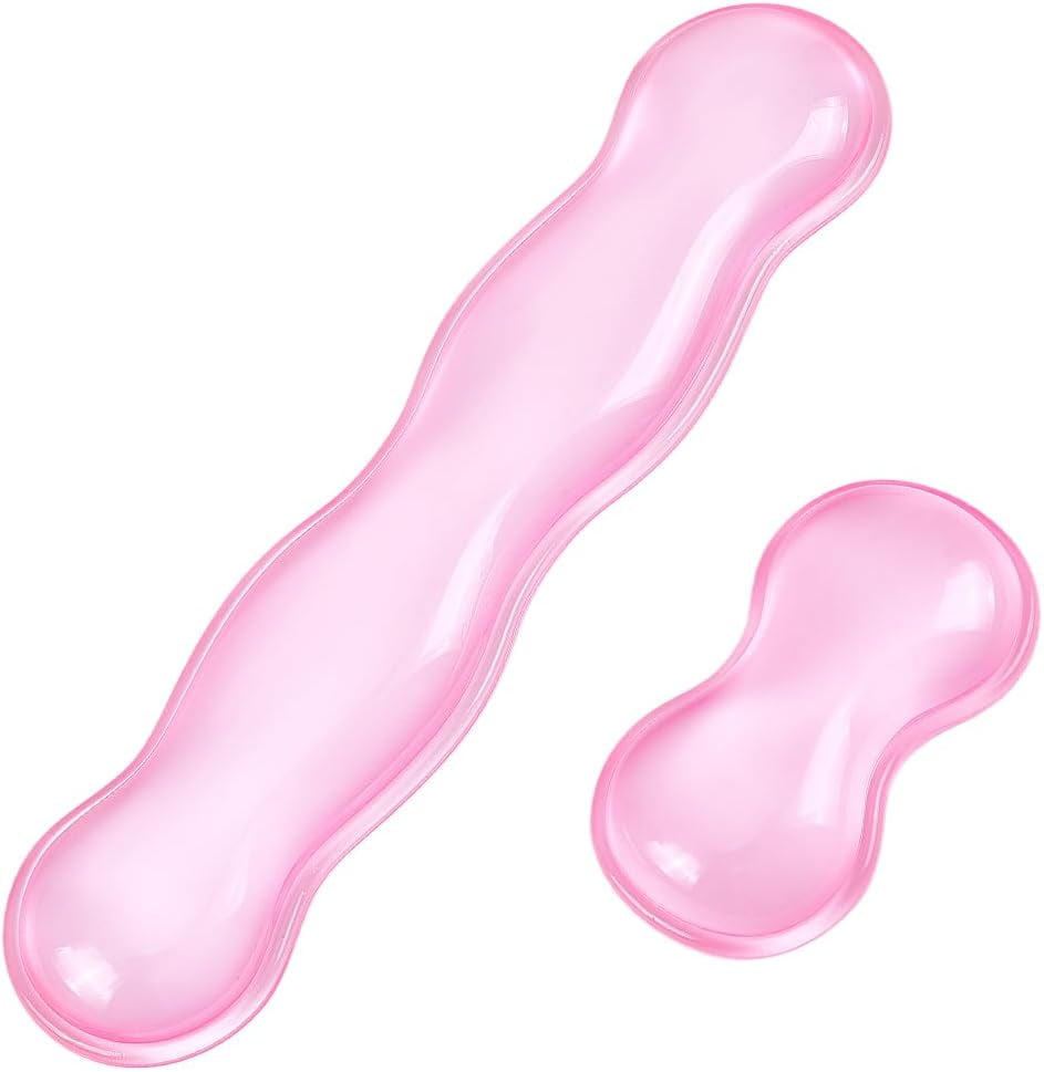 2Pcs 2 Styles Silicone Wrist Rest for Keyboard and Mouse Clear Gel Keyboard and Mouse Wrist Rest Set Desk Pads Support Hand