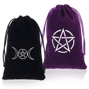 2Pcs 2 Styles Tarot Card Storage Bag Velvet Tarot Pouch Black Purple Drawstring Star Moon Divination Dice Cards Protective Holder Packing Pouches