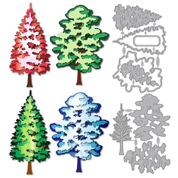 2Pcs 2 Styles Tree Theme Carbon Steel Cutting Dies Stencils for DIY Scrapbooking Photo Album Decorative Embossing Paper Card