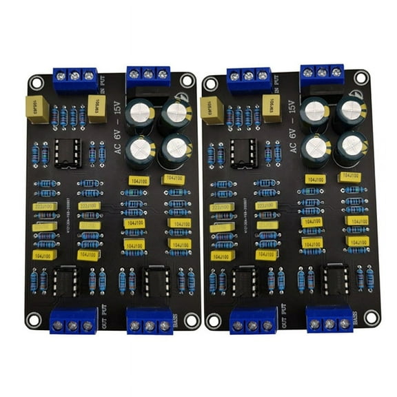2Pcs 2 Way Active Crossover Filter Treble Bass Audio Speaker Frequency Divider with NE5532 Pre-Chip for Modified Audio,2 * Active Crossover Filter,Photo Color